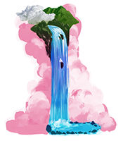 Waterfall in shape of L