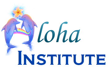 Dolphins dancing with flower and rainbow